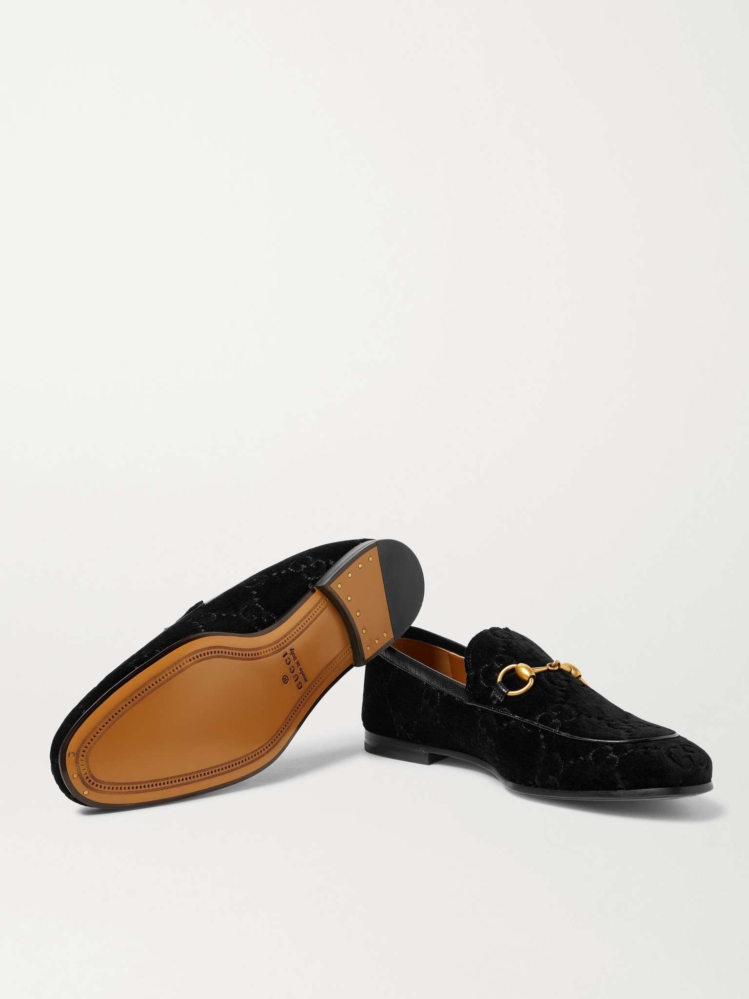 Jordaan Horsebit Leather-Trimmed Logo-Embroidered Velvet Loafers - 7