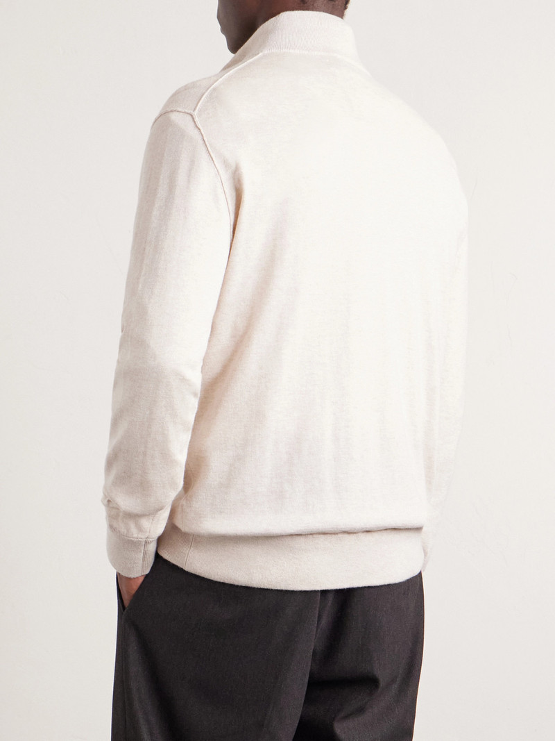 Cotton and Cashmere-Blend Half-Zip Sweater 4
