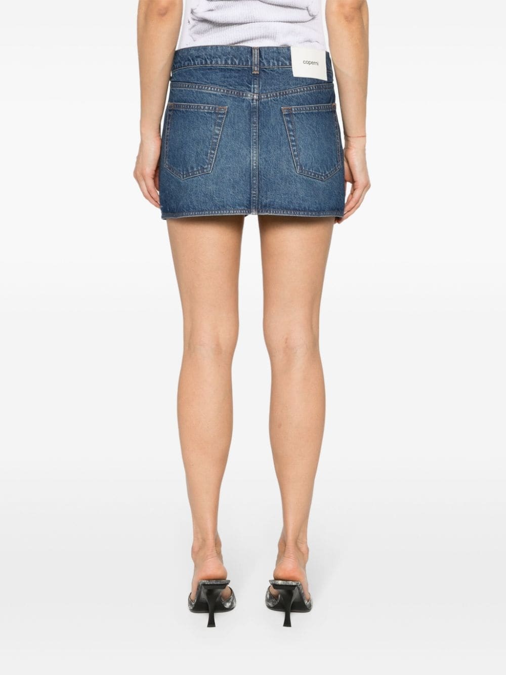 logo-patch denim mini skirt - 4