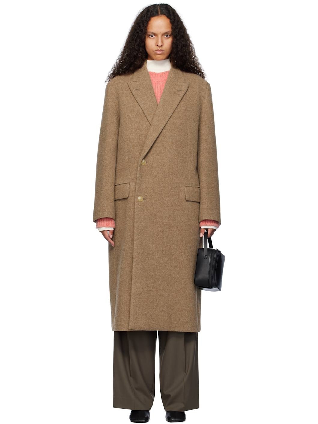 AURALEE Brown Sponge Wool Melton Chesterfield Coat | REVERSIBLE