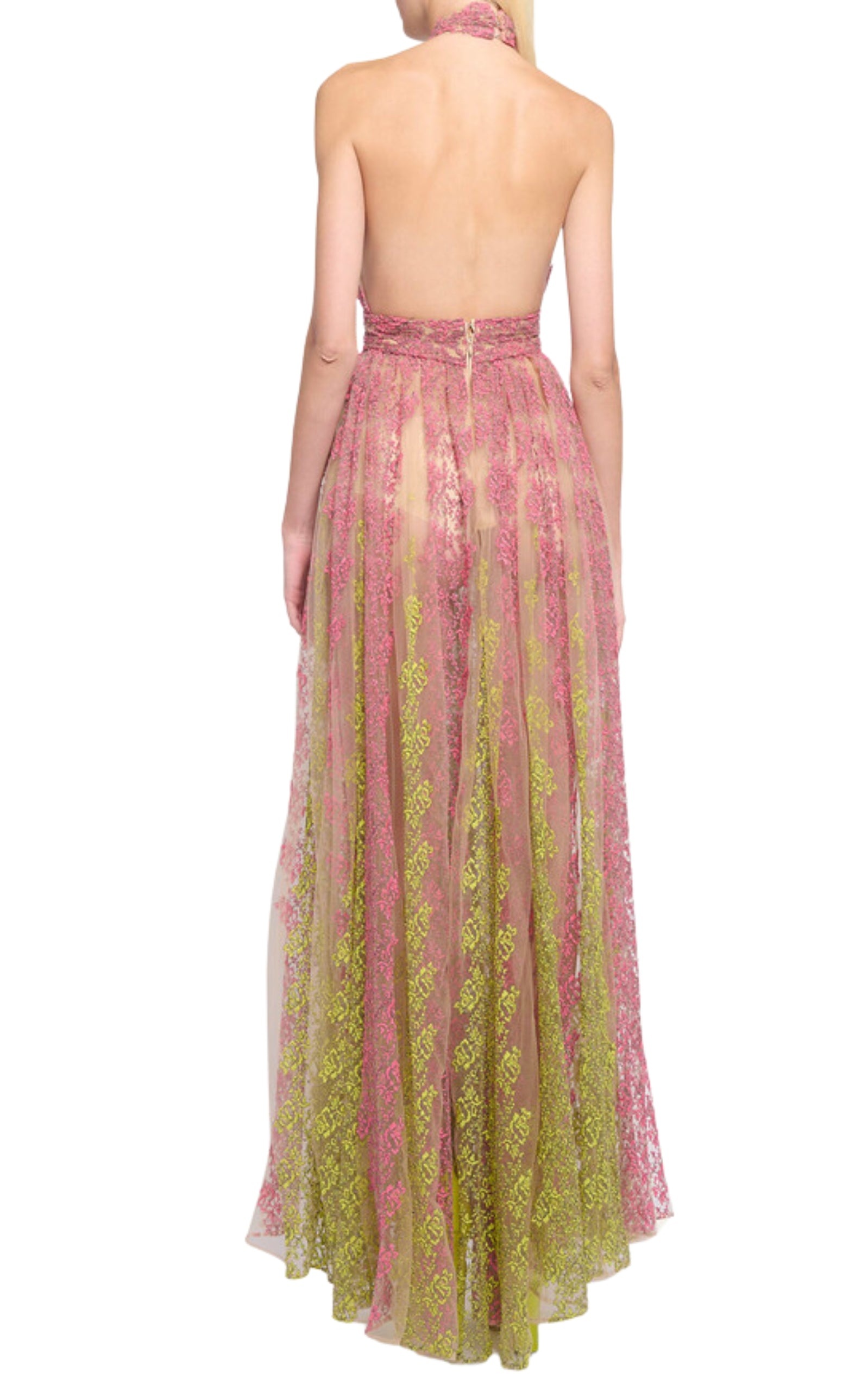 Floral Embroidery Tulle Floral Gown - 5