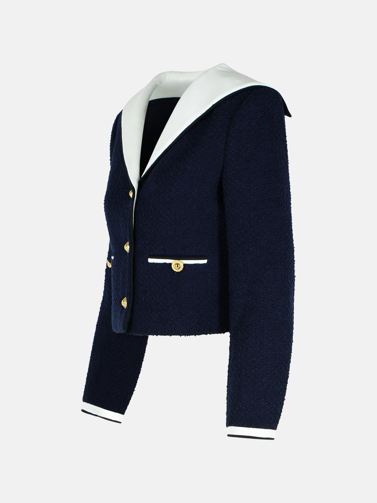 'BOUCLE' BLUE WOOL BLEND JACKET - 2
