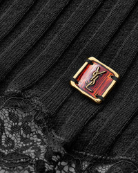 SAINT LAURENT CASSANDRE LACED TOP IN RIBBED WOOL, CASHMERE, AND SILK ...