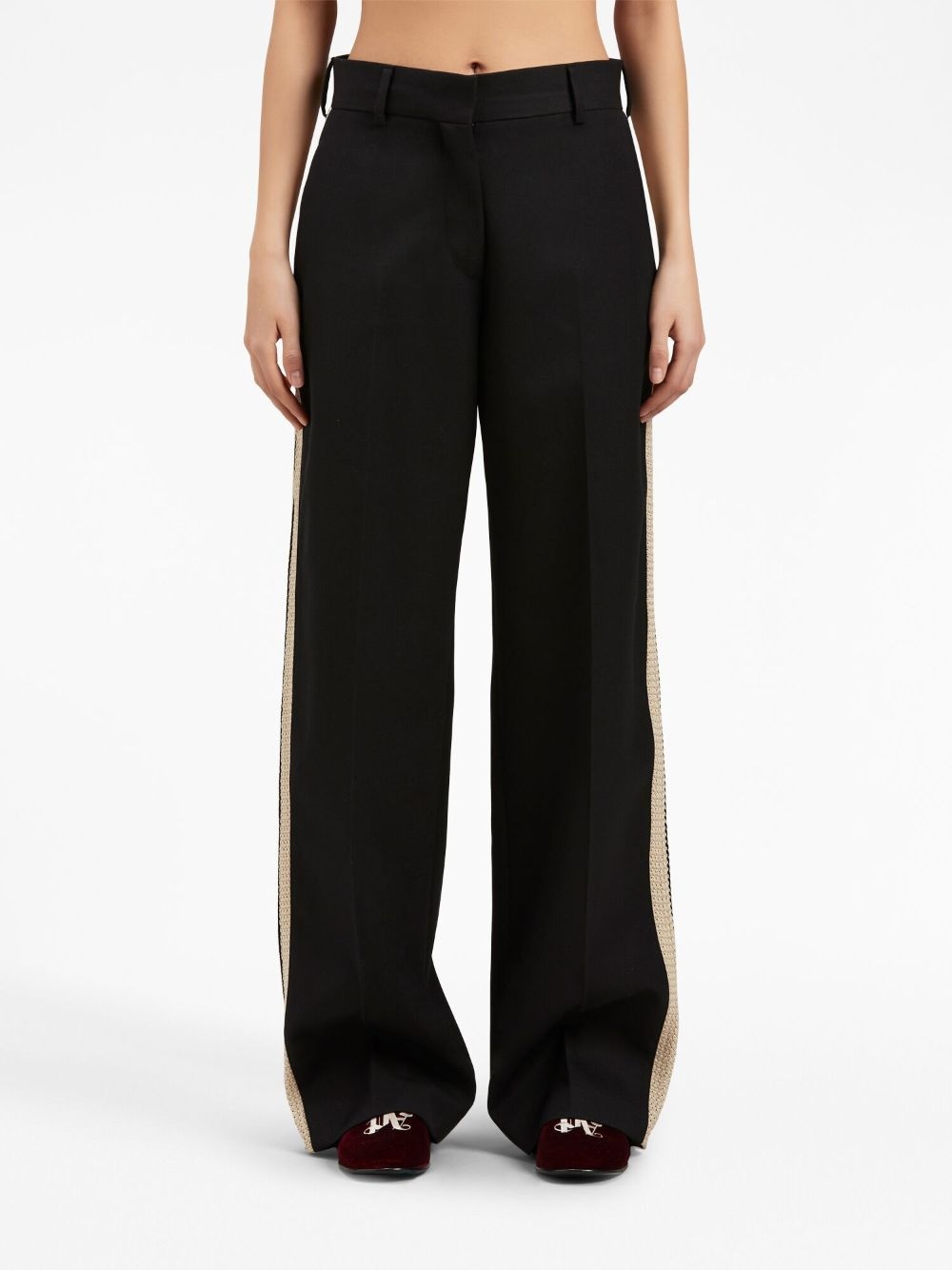 knit-tape straight trousers - 3