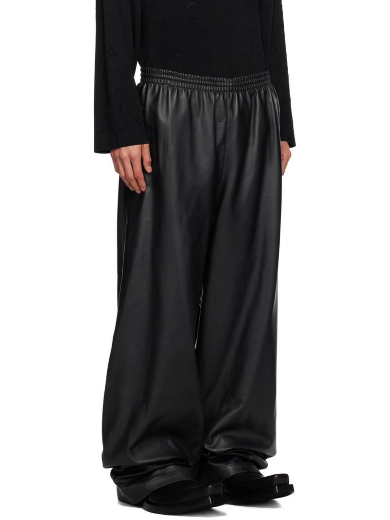 BALENCIAGA Black 3B Sports Icon Leather Pants outlook