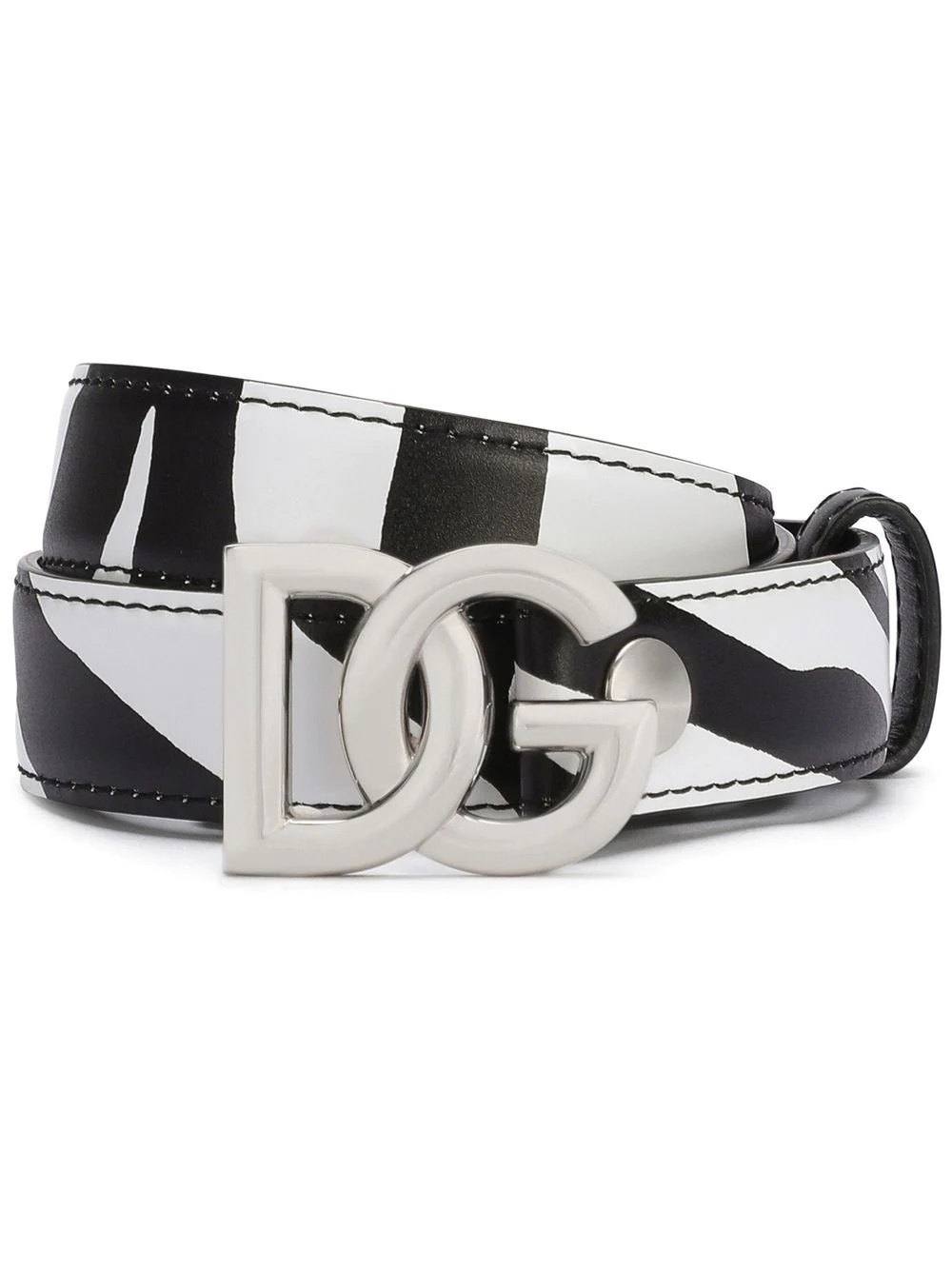 logo-buckle zebra-print leather belt - 1