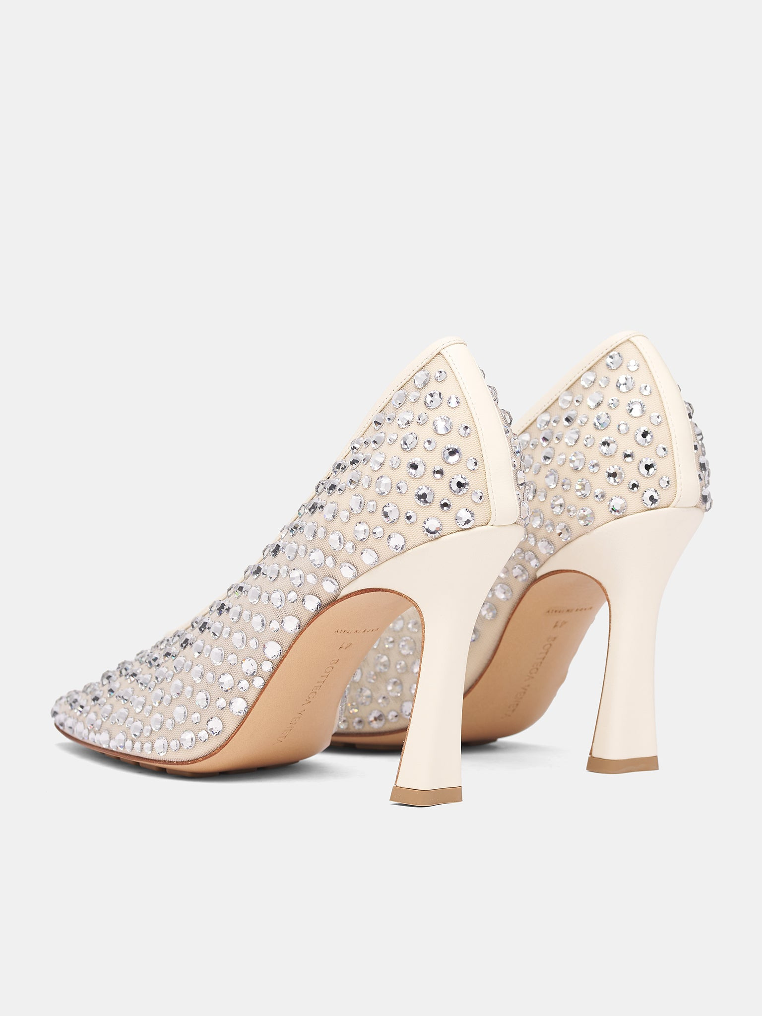 White Crystal Mesh Sofia Pumps - 5
