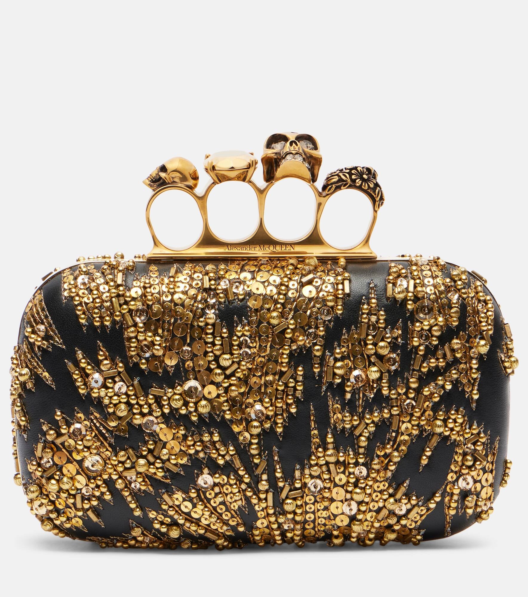 Knuckle Small embellished leather clutch - 1