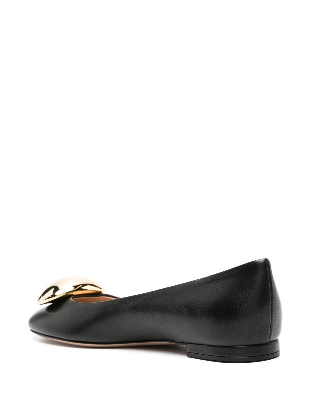 round-toe leather ballerina shoes - 3