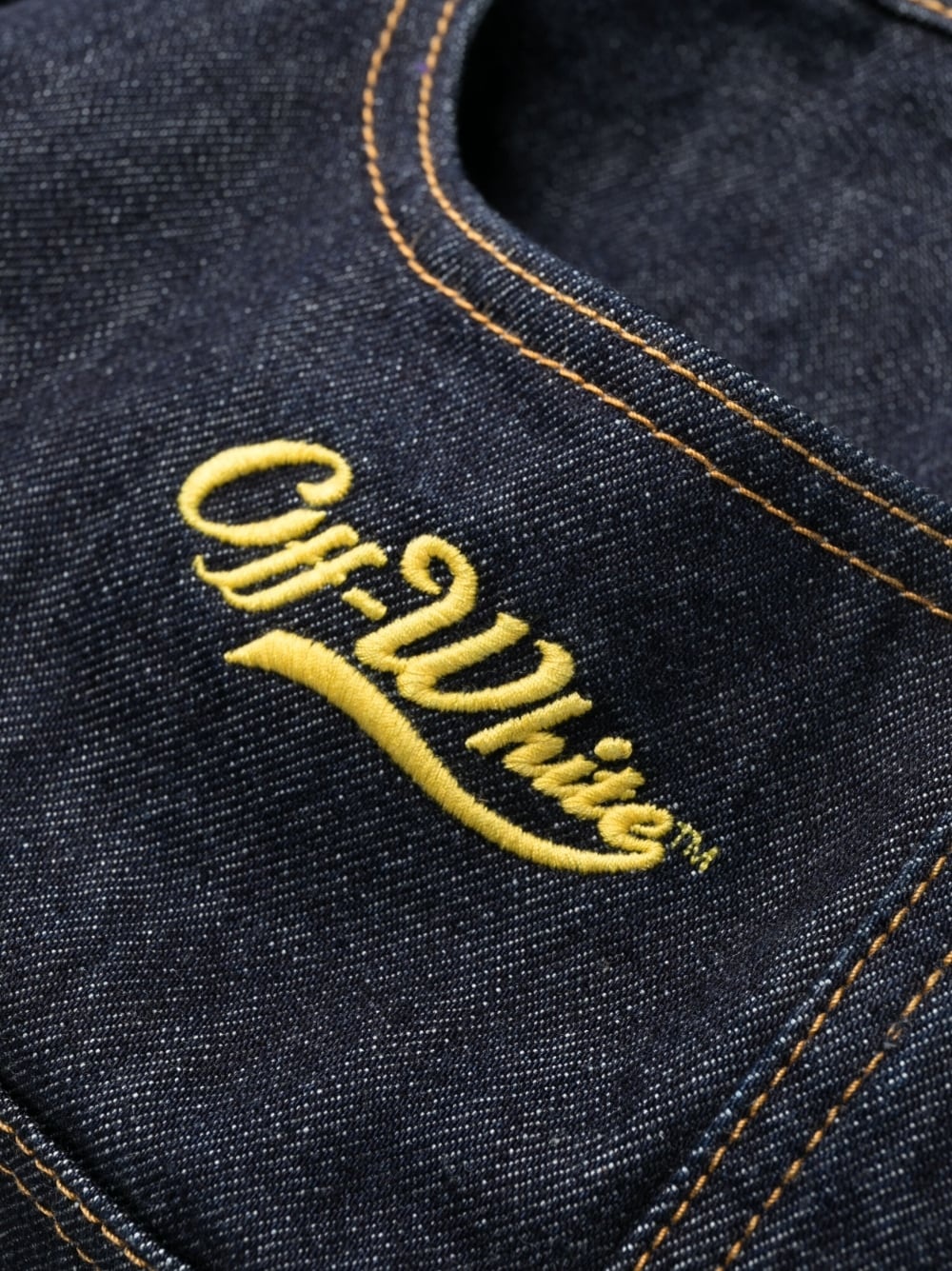 contrast-stitching straight jeans - 6
