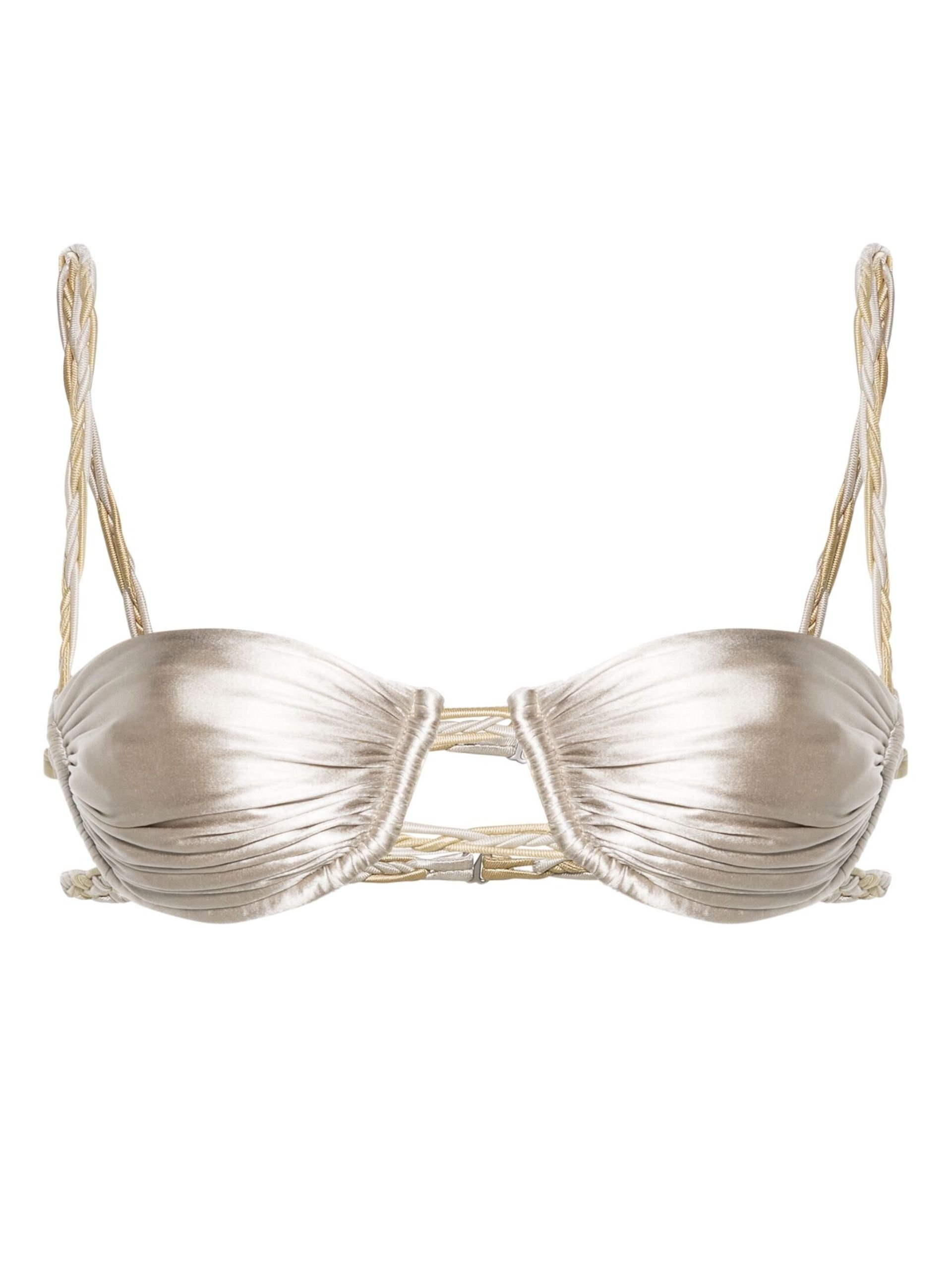 Silver-Tone Satin-Finish Bikini Top - 1