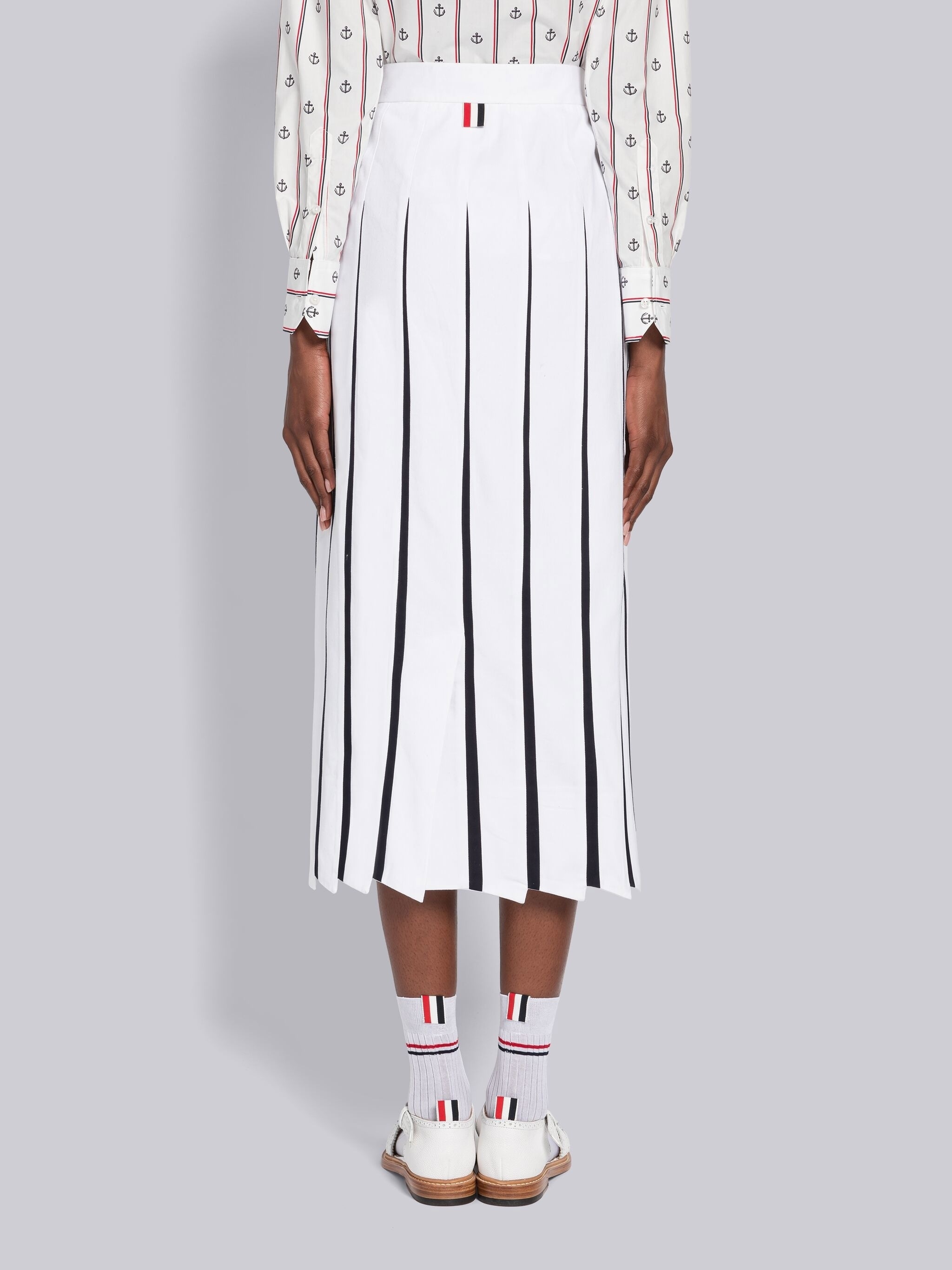 Twill Trompe L'oeil Pleated Skirt - 3