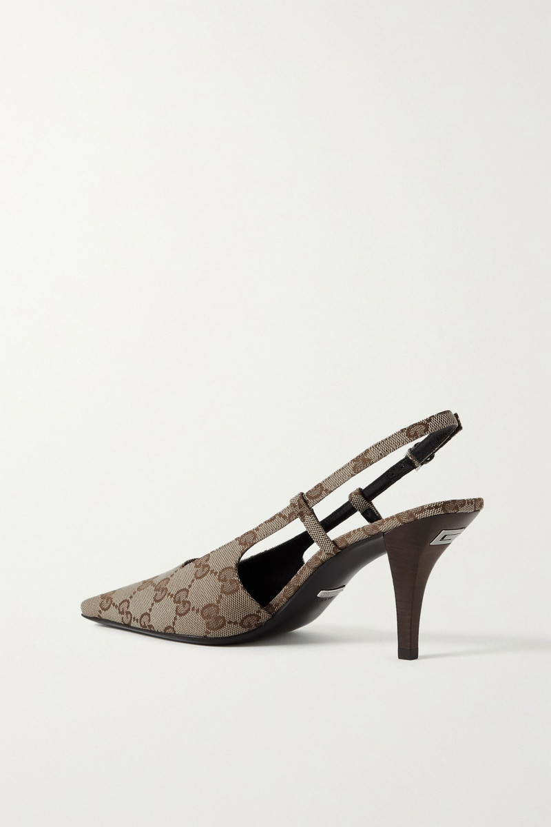 Demi logo-jacquard canvas slingback pumps 3