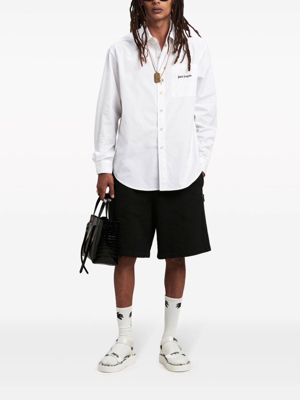 logo-print cotton track shorts - 2
