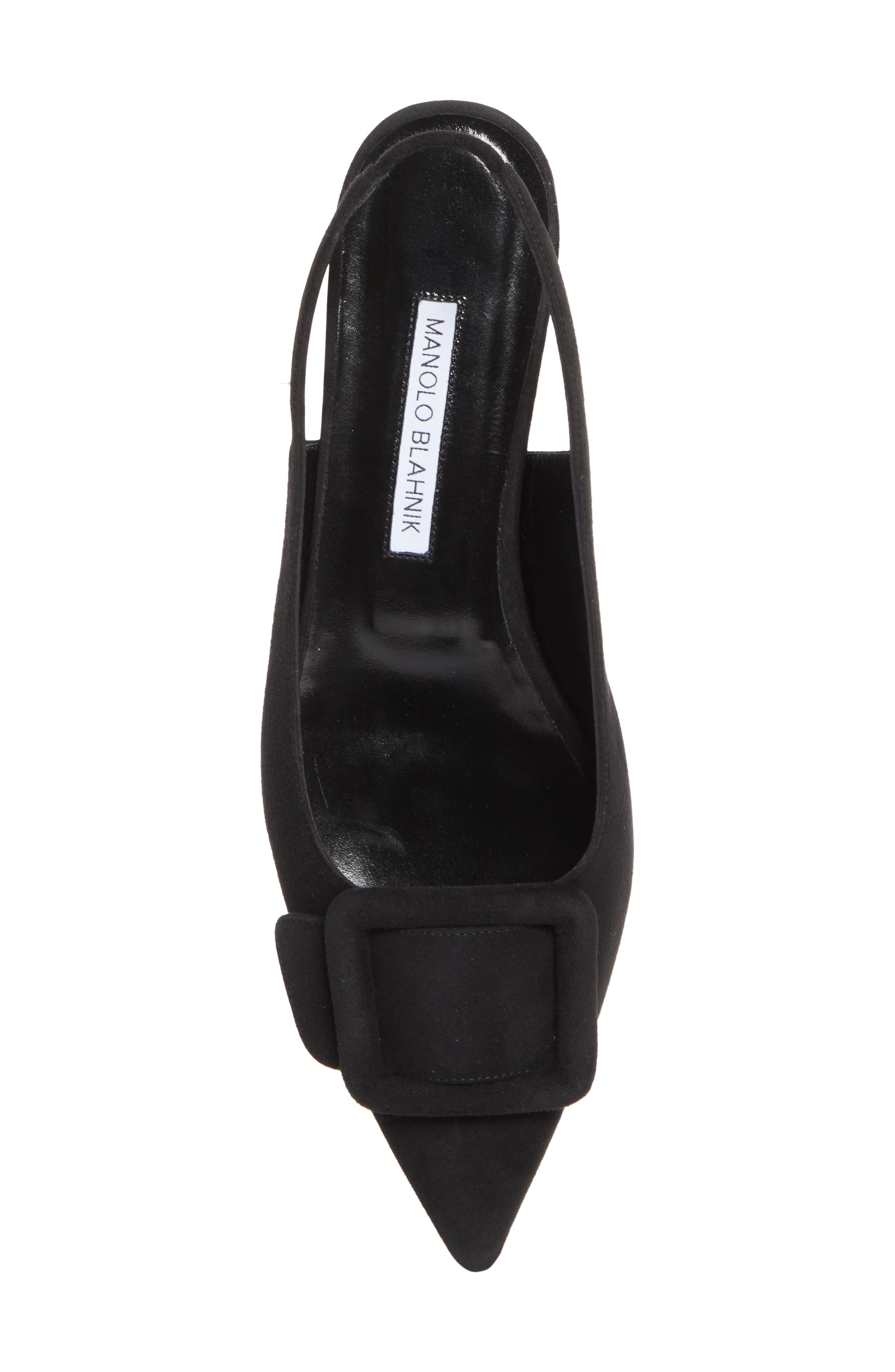 Manolo Blahnik Maylura Buckle Pointed Toe Slingback Flat in Black at Nordstrom - 5