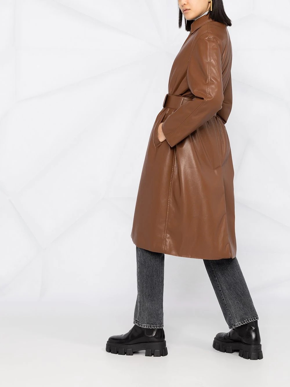 belted single-breasted coat - 4