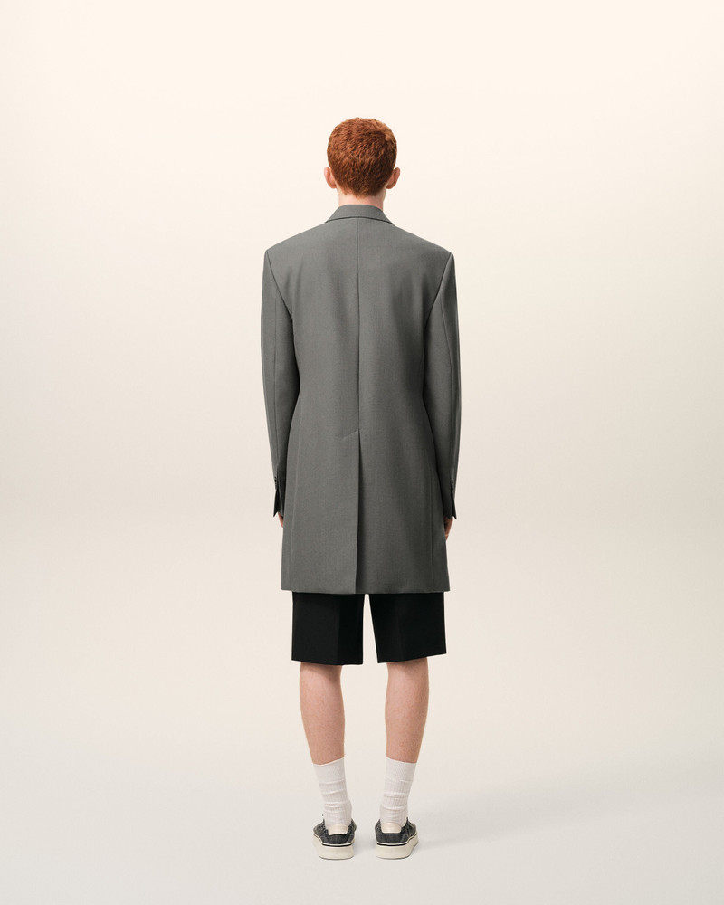 GREY NEW WOOL STRAIGHT SIMPLE BREASTED COAT 5