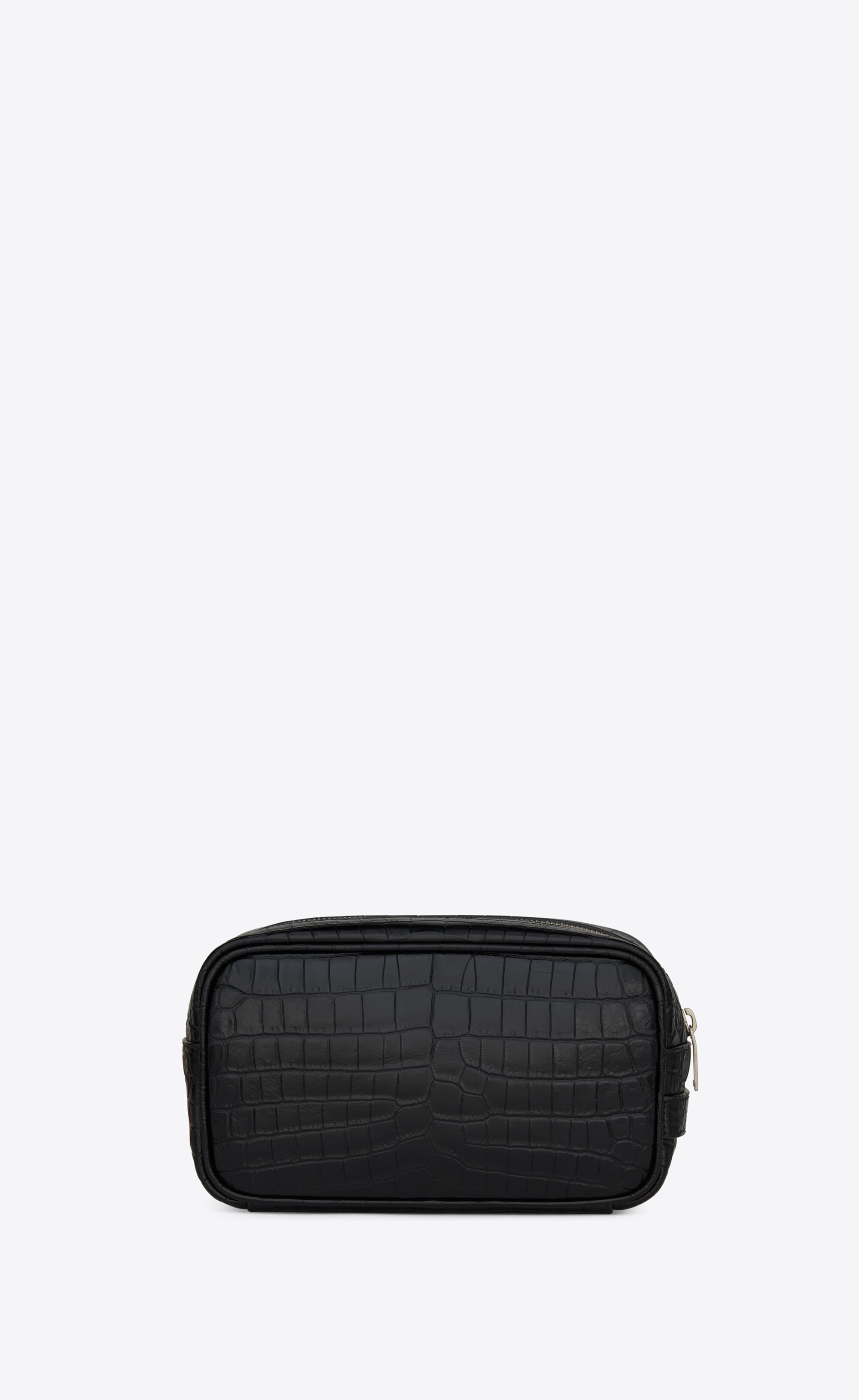 saint laurent paris small grooming case in crocodile-embossed matte leather - 2