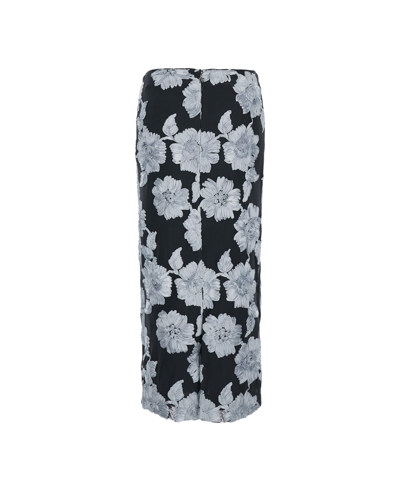 Flower Mesh Pencil Skirt - 2