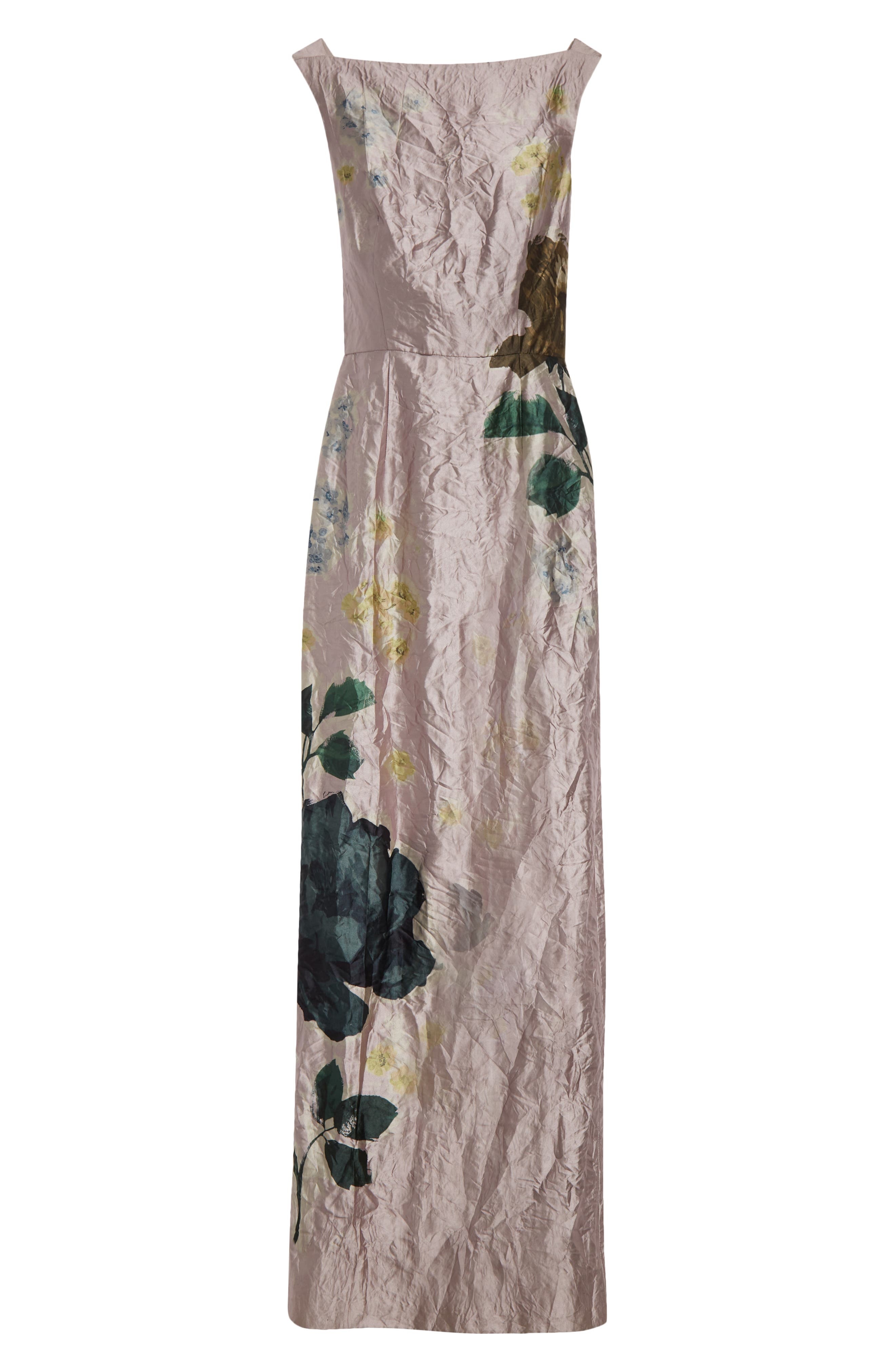 Erdem Floral Print Crinkled Metallic Satin Gown in Margot Floral Lilac at Nordstrom - 5