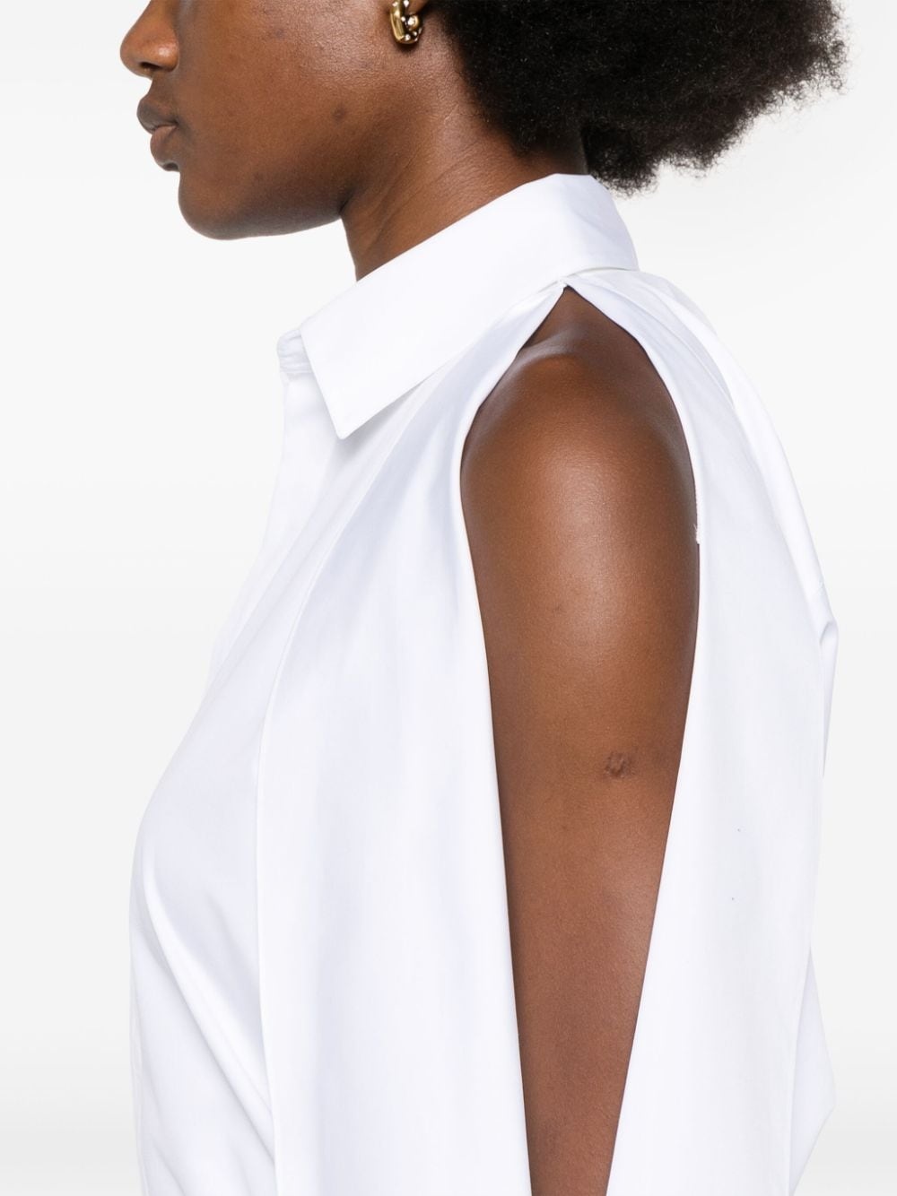 balloon-sleeve cotton shirt - 5