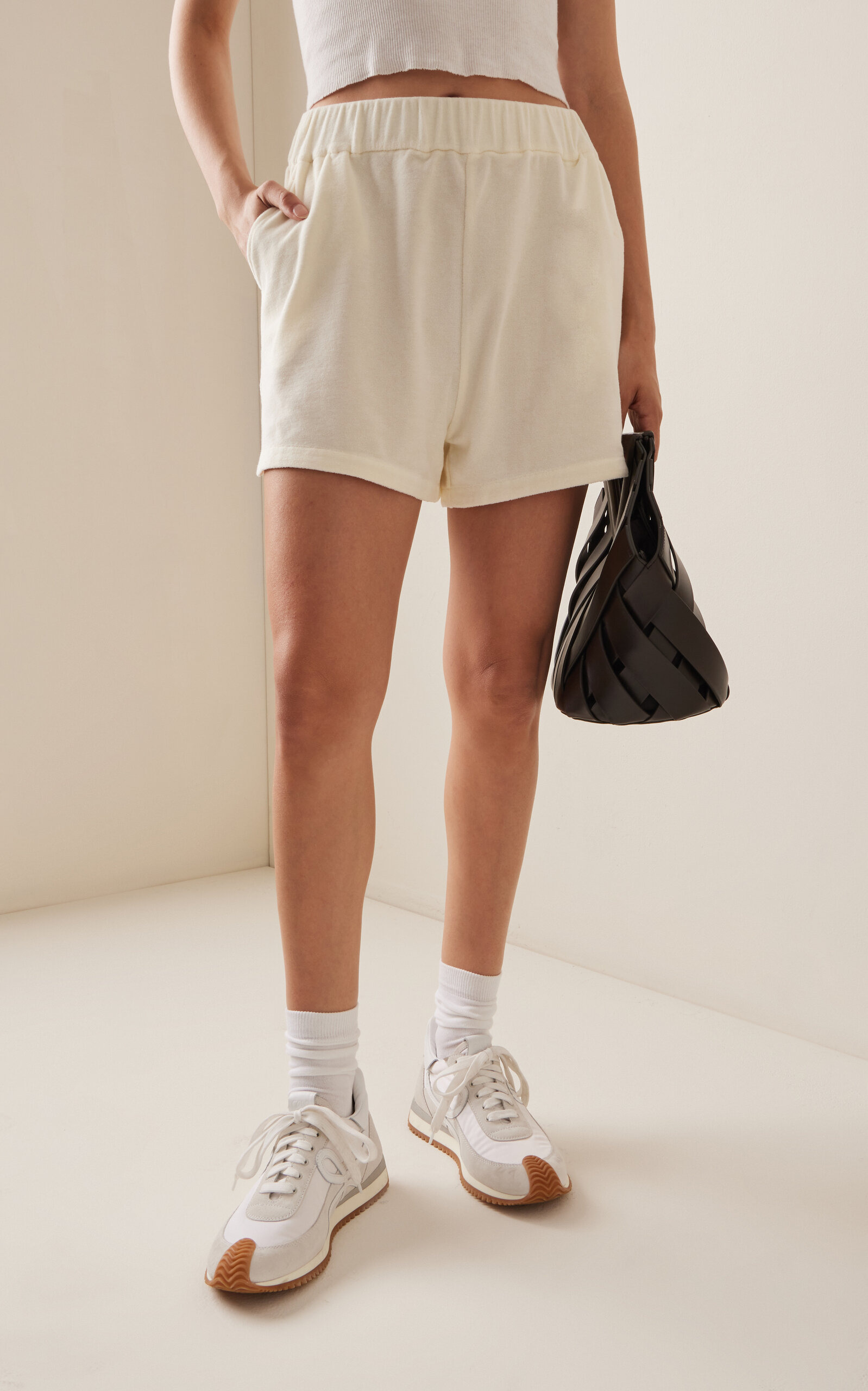 Oversized Cotton-Blend Sweat Shorts white - 3