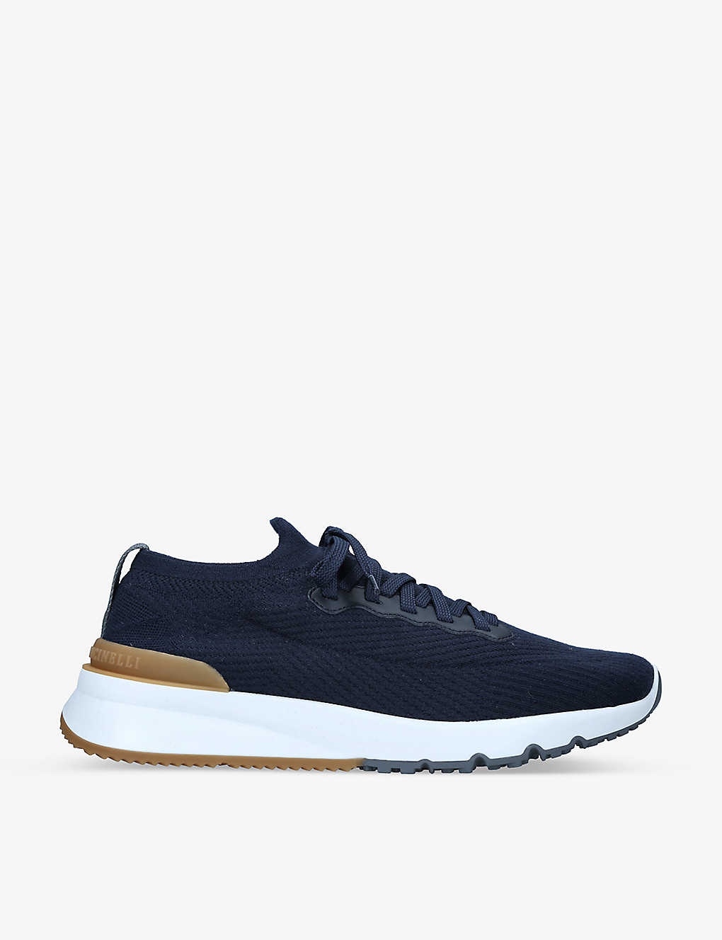 Pulltab brand-embossed knitted low-top trainers - 1