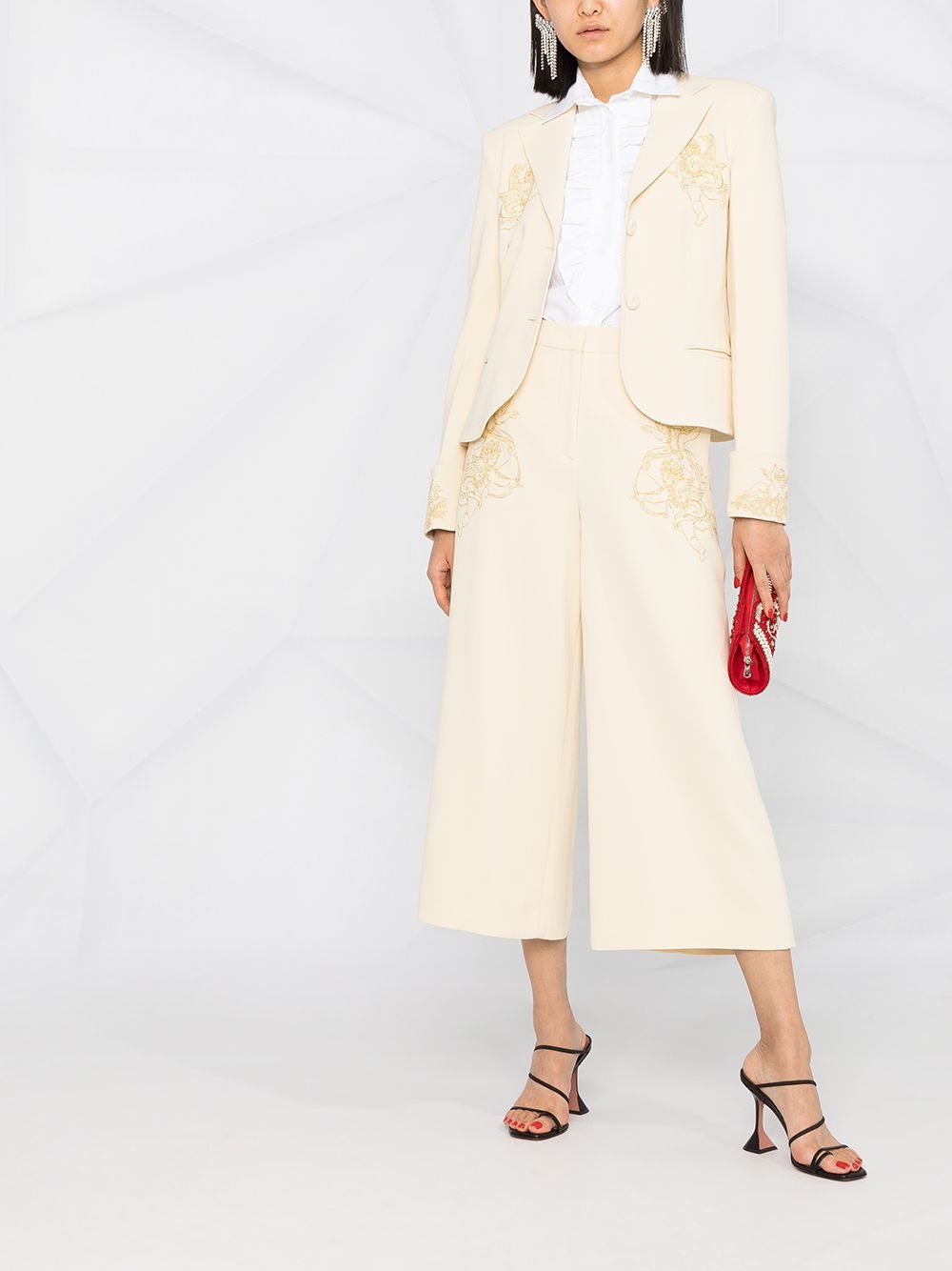 embroidered cupid cropped trousers - 2