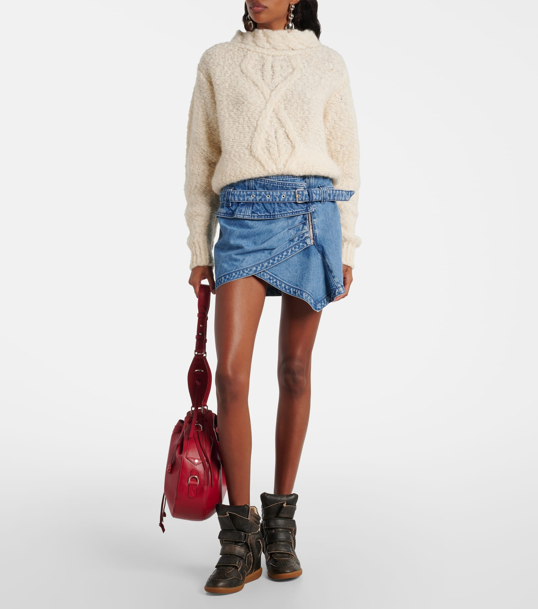 Siyen wrap cotton denim miniskirt - 2