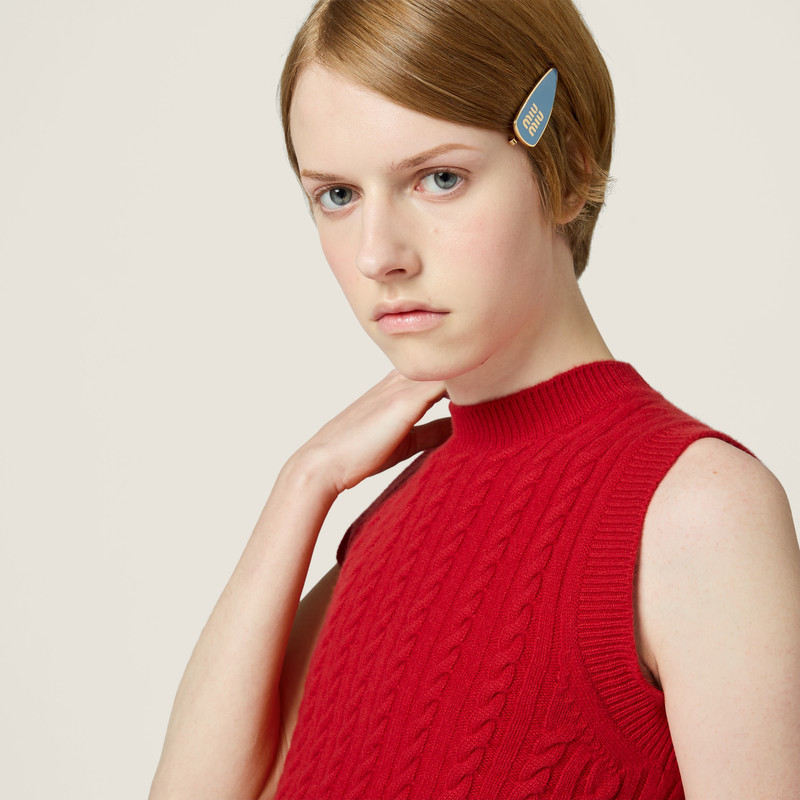Miu Miu Enameled metal hair clip outlook