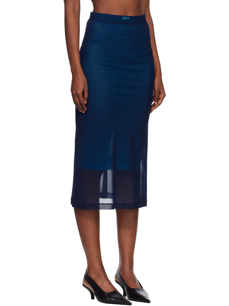 Navy Mesh Double Layer Midi Skirt 2