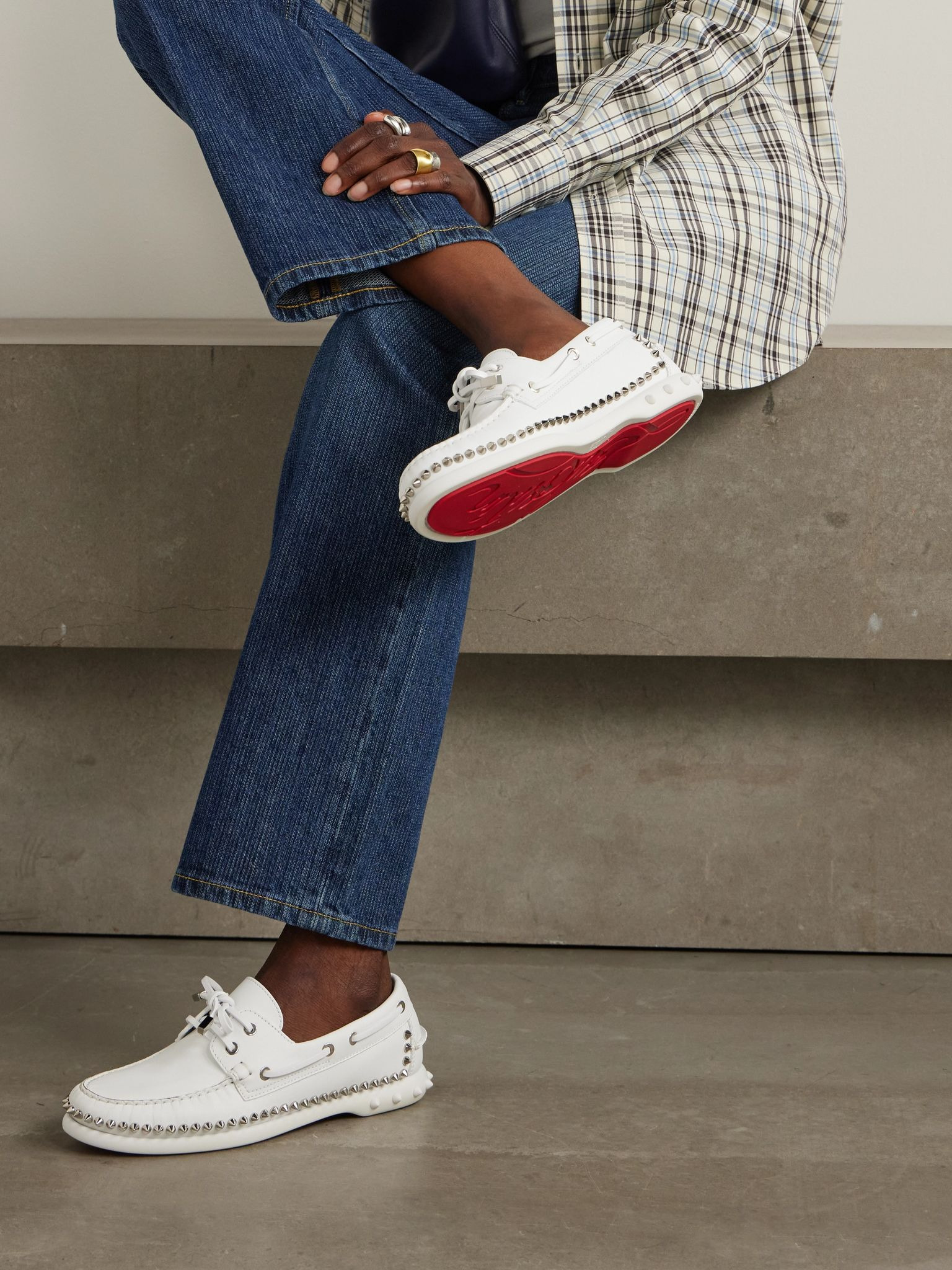 Gerockel studded leather boat shoes White - 2