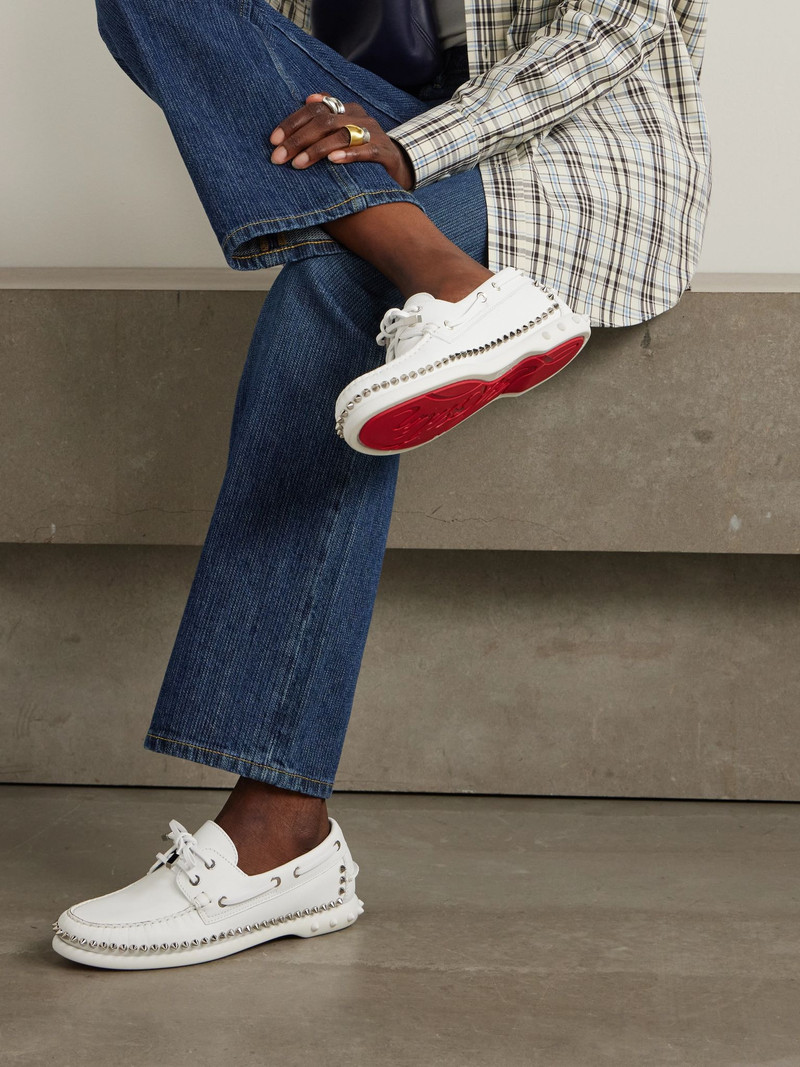 Christian Louboutin Gerockel studded leather boat shoes White outlook