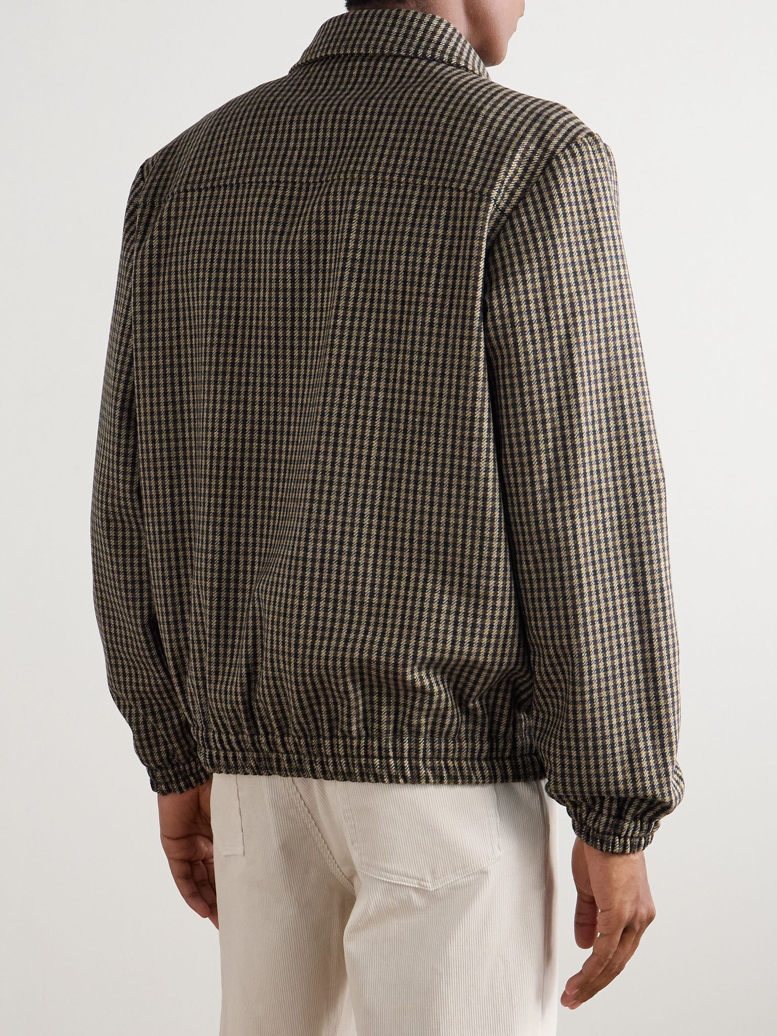 Gilbert Checked Brushed Wool-Blend Blouson Jacket Brown - 3