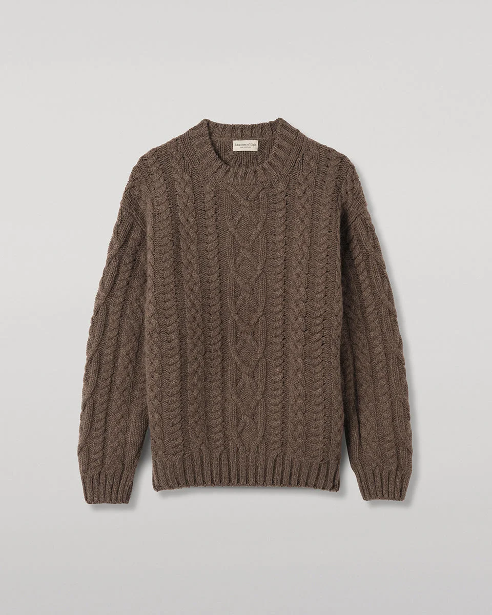MacDonald Brown Aran Cable Cashmere Jumper - 1