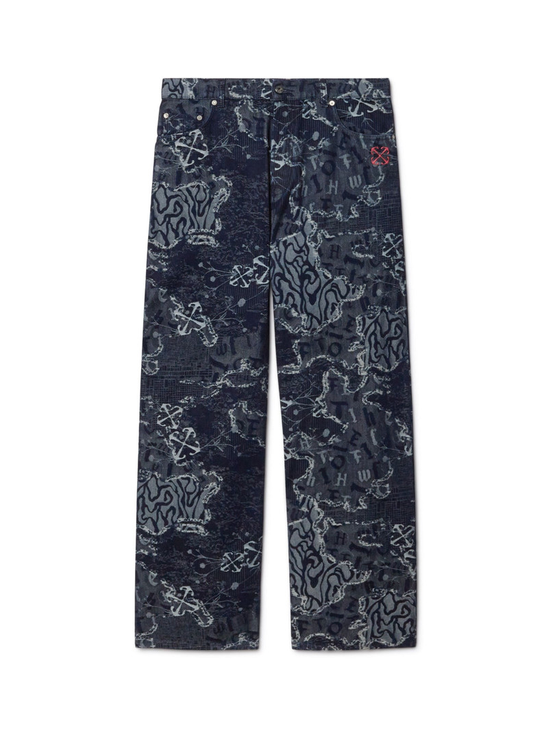 Blue Camo Jacquard Straight Jeans 1