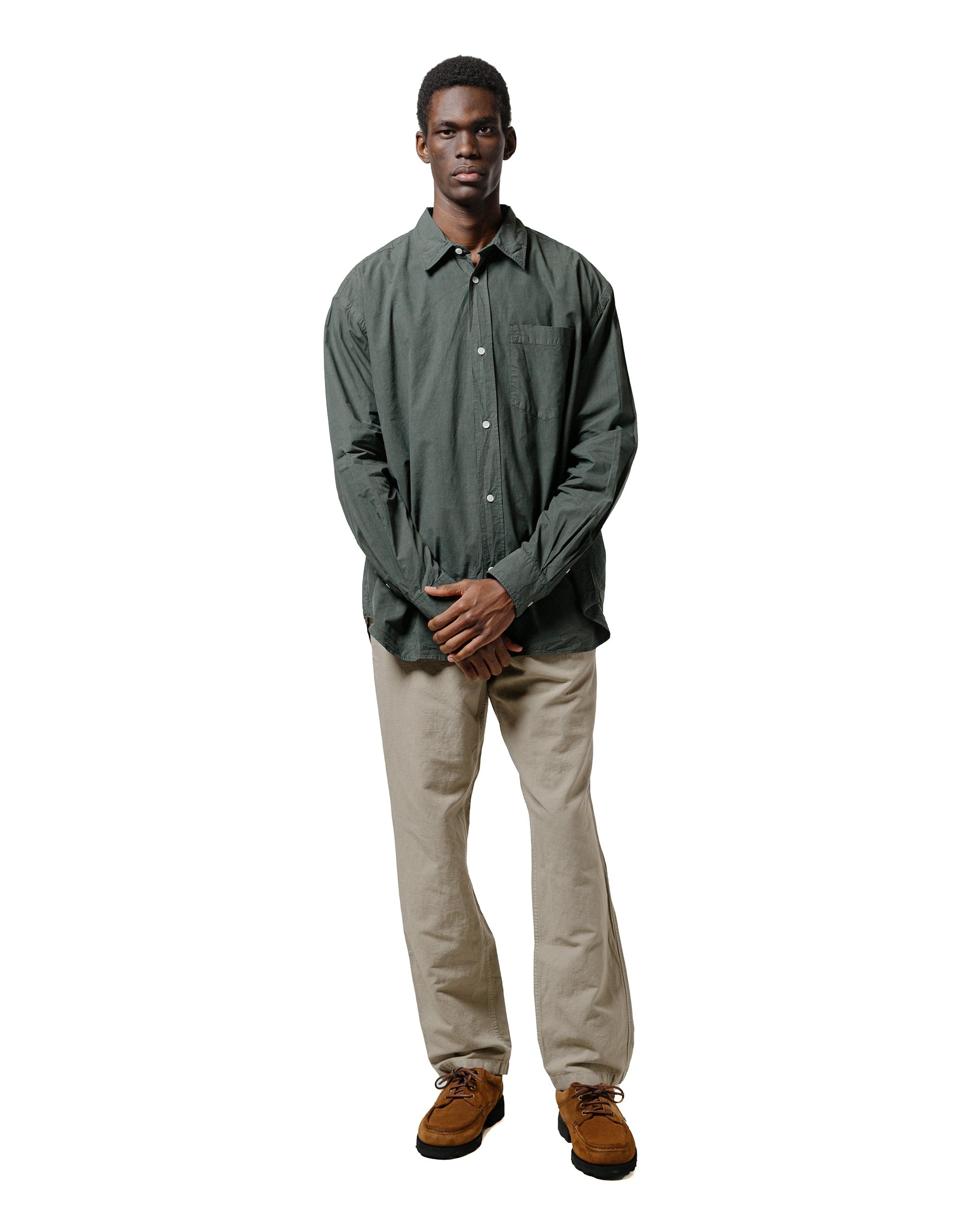 Mo Cotton Tencel Shirt Black Olive - 4