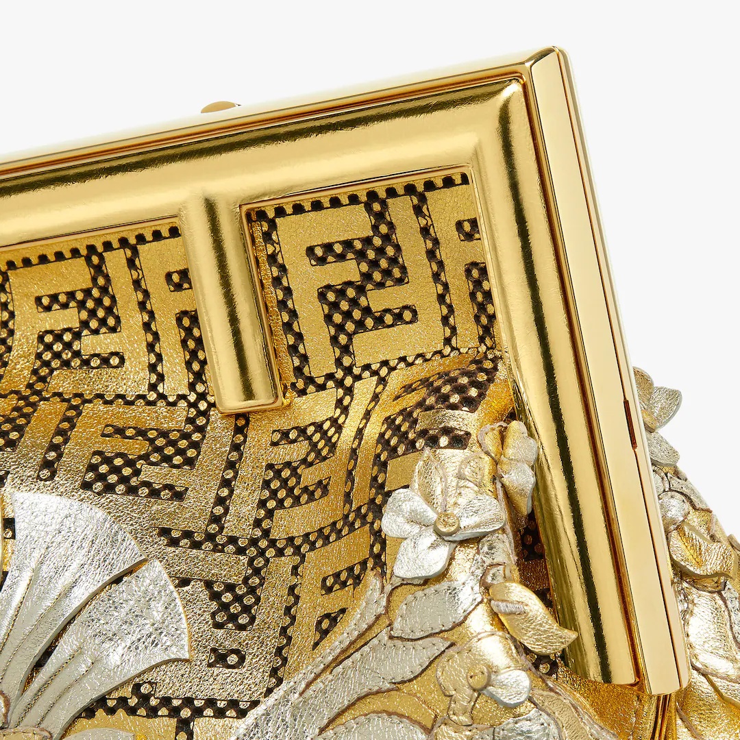 Fendace Gold-colored leather  bag with appliqués - 5