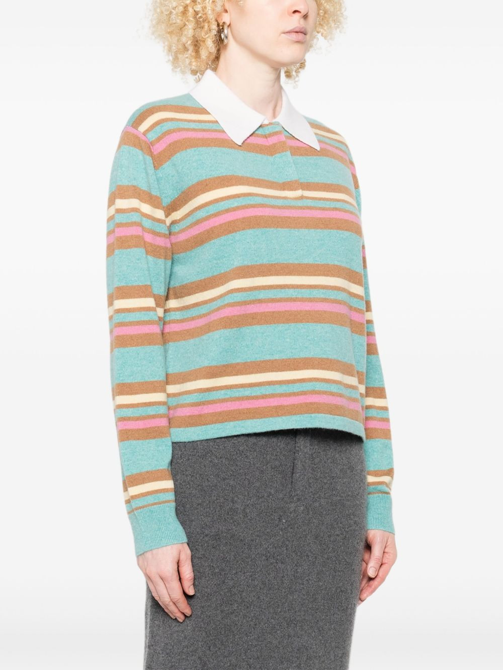 striped polo-neck sweater - 3