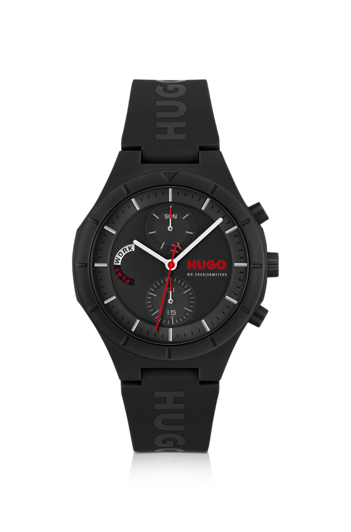 BLACK WATCH WITH SILICONE LOGO STRAP - 1