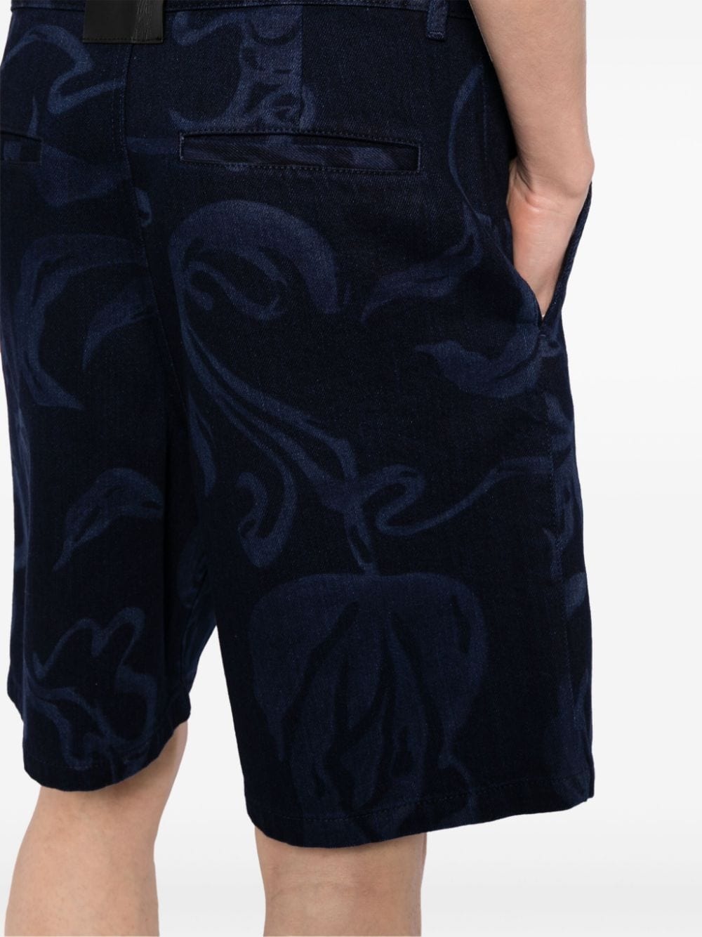 floral-print denim shorts - 5