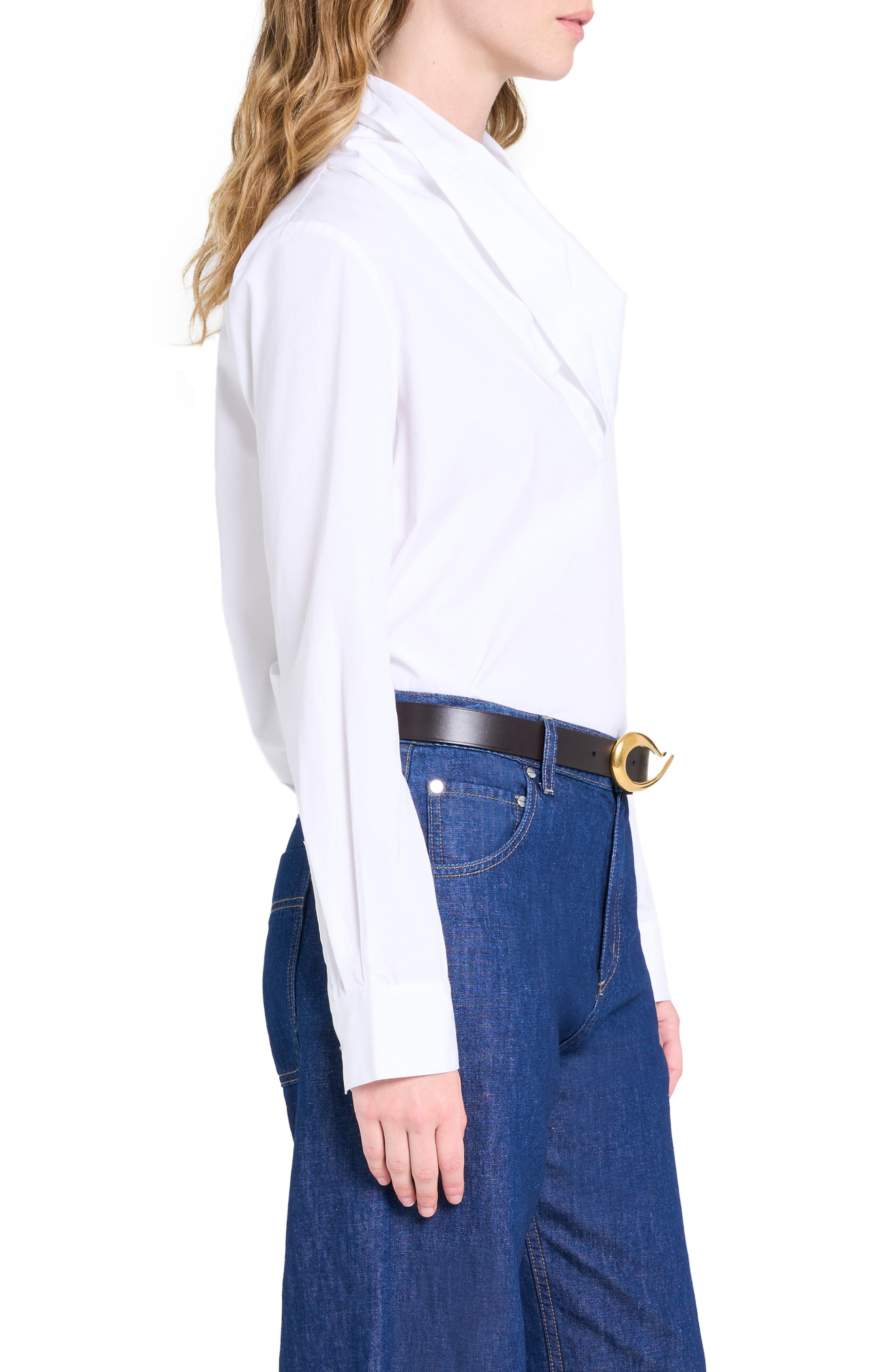 TWP My Maria Drape Neck Pullover Shirt in White at Nordstrom - 3