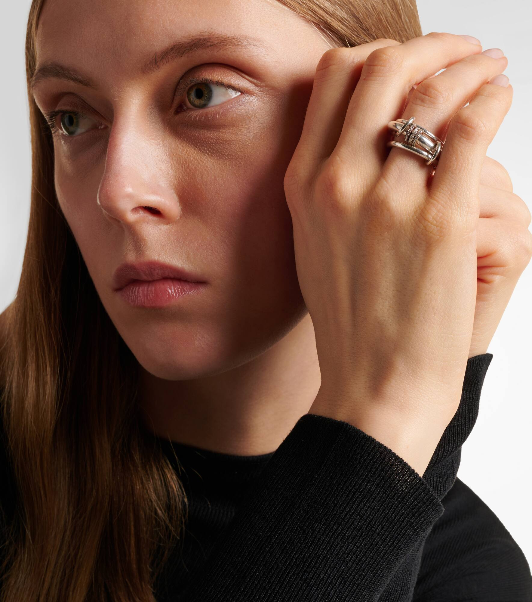 Gemini sterling silver ring with white diamonds - 2