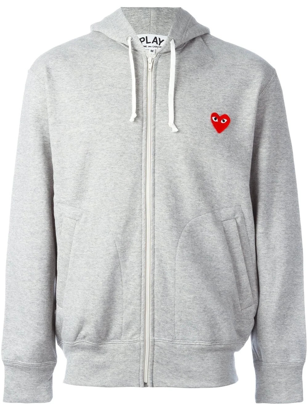 MENS ZIPPED HOODIE RED HEART - GREY - 1