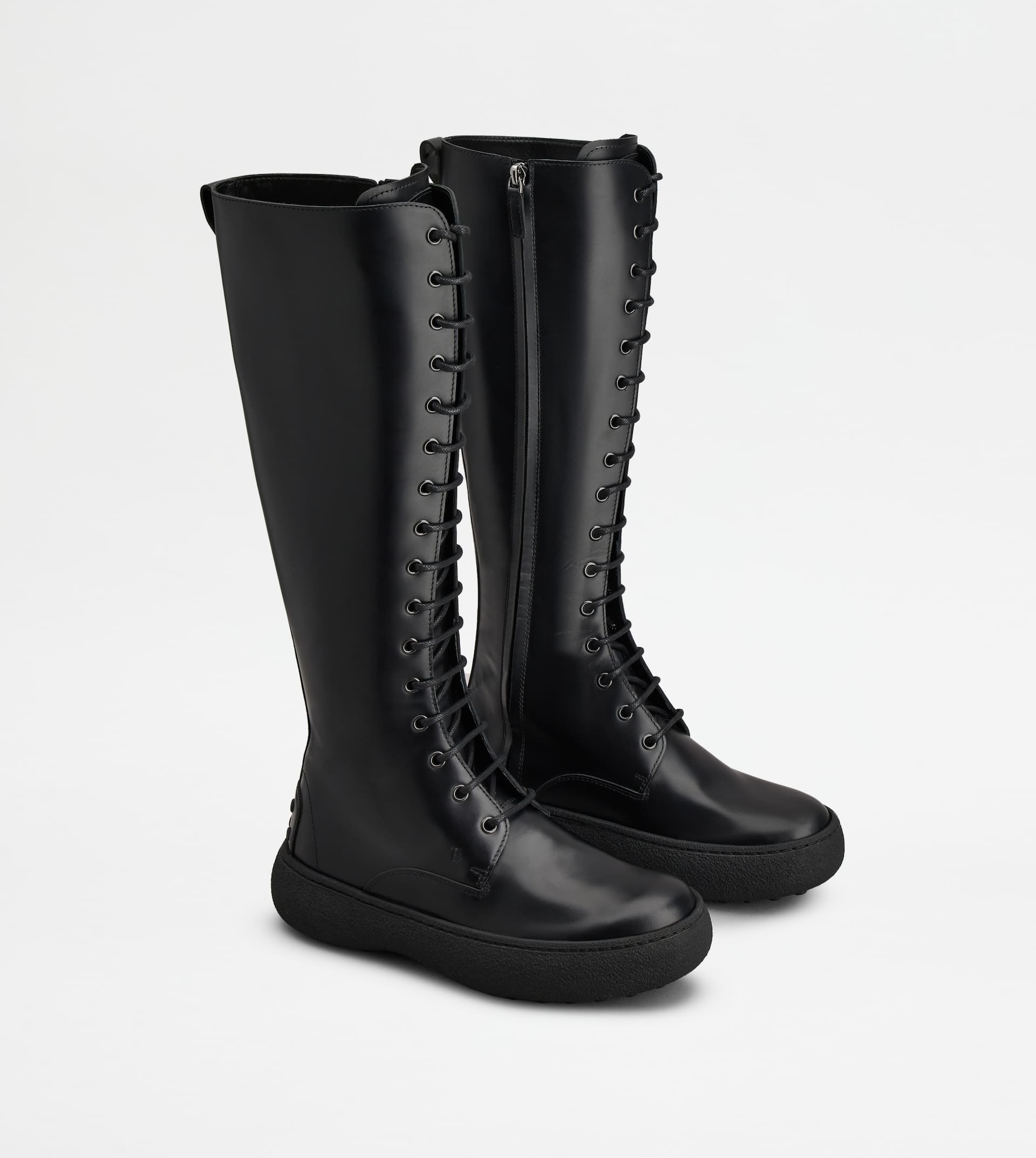 TOD'S W. G. LACE-UP BOOTS IN LEATHER - BLACK - 3