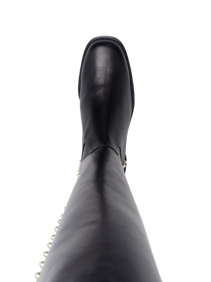pearl-embellished knee-length boots - 4