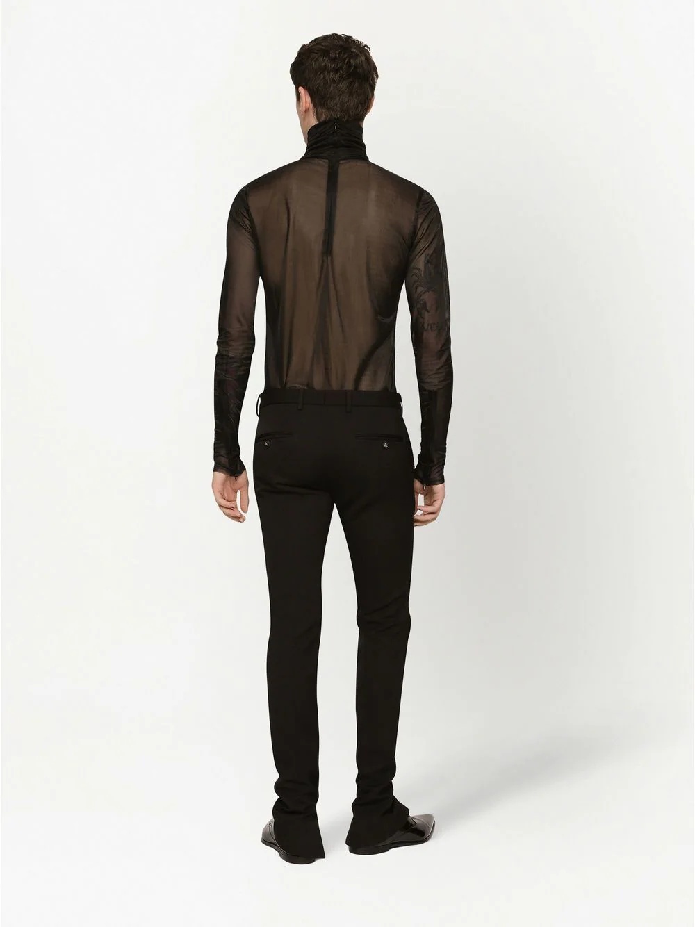 sheer jersey roll-neck top - 4