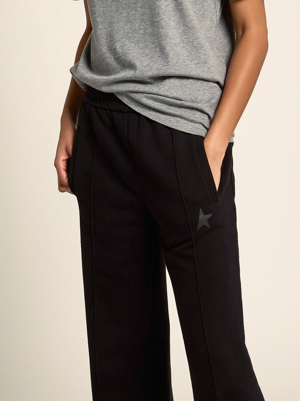 Women's black joggers with star on the front - 2