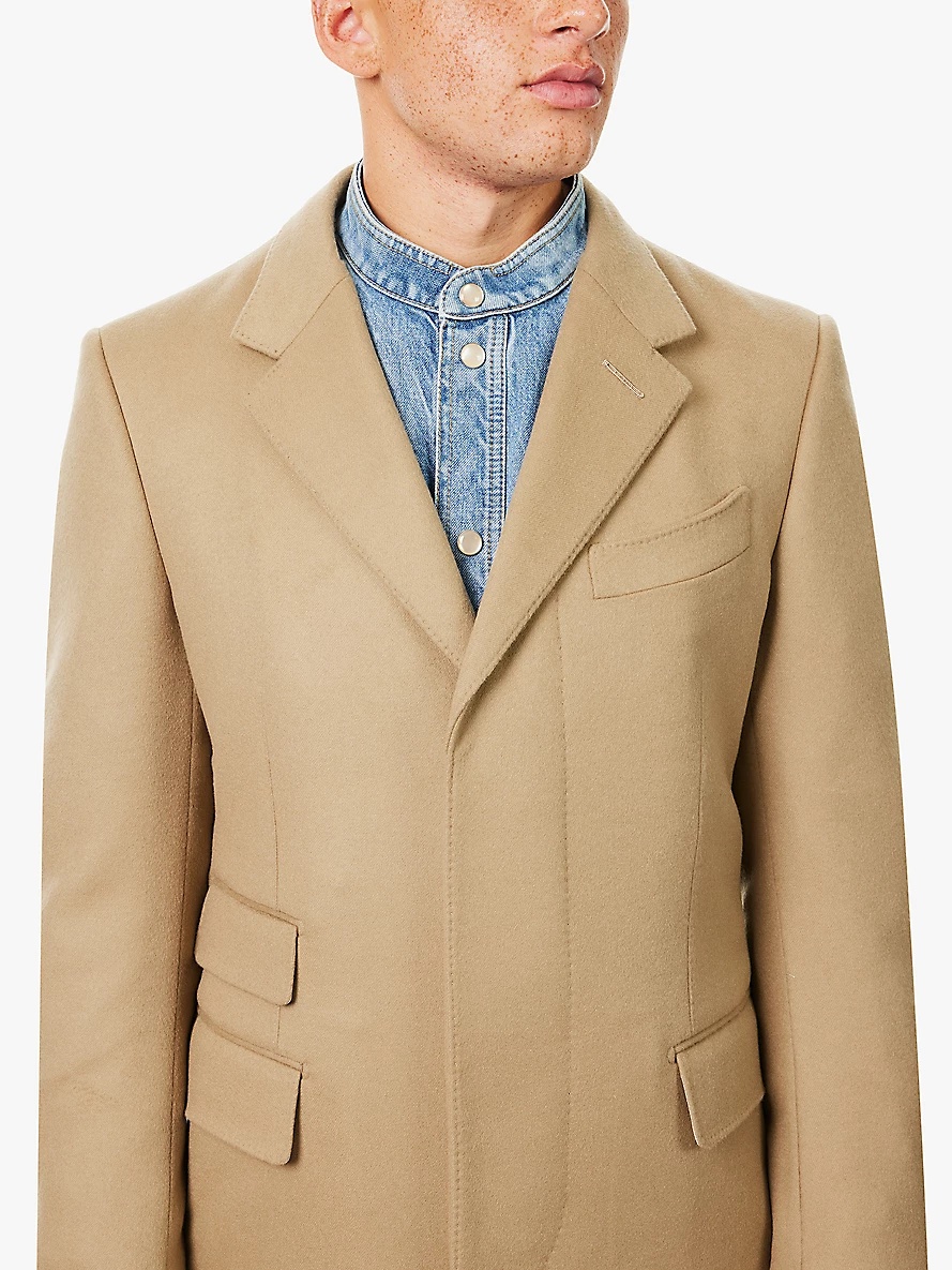 Single-breasted notched-lapel wool-blend coat - 5