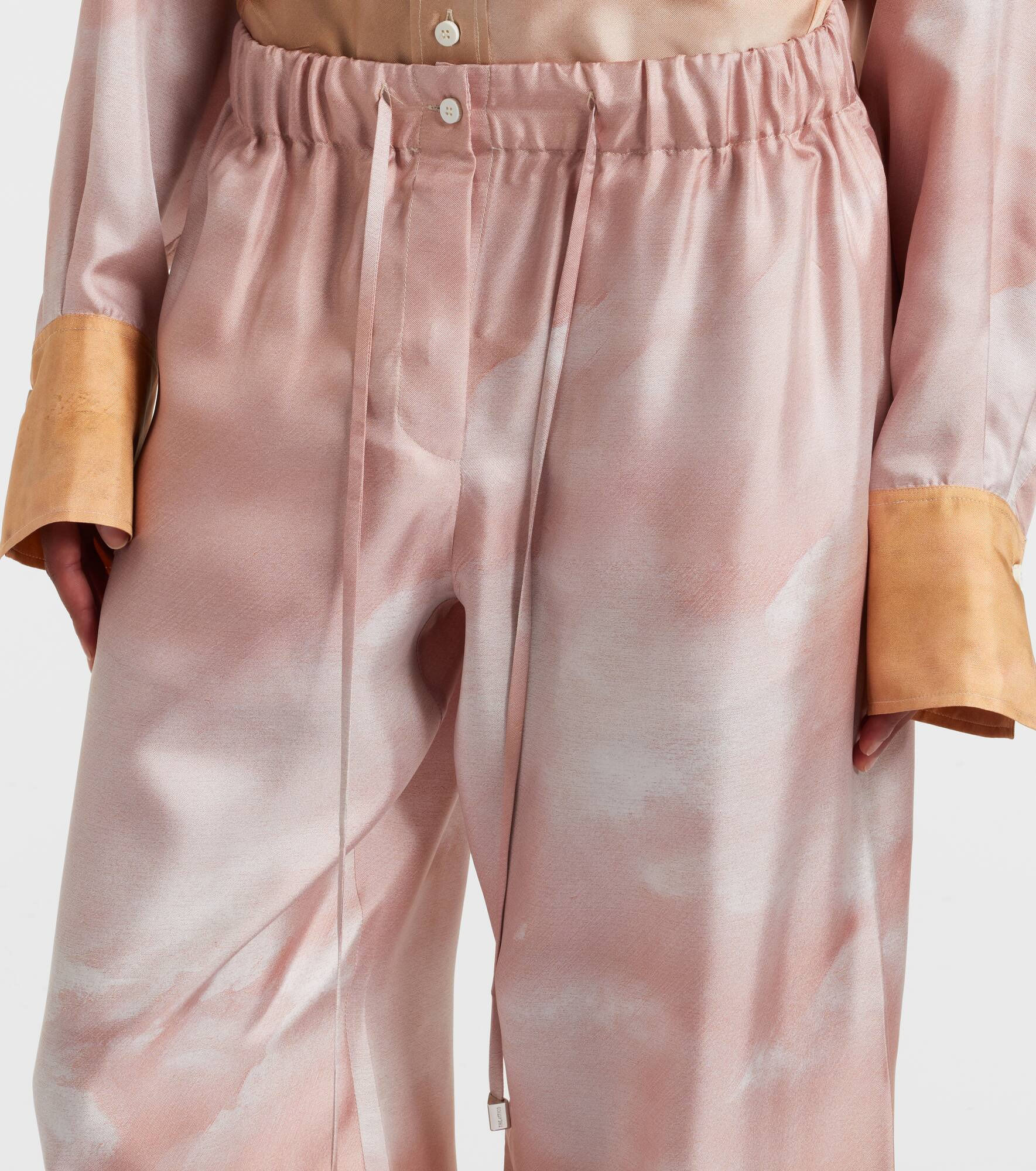 Printed silk twill palazzo pants - 4